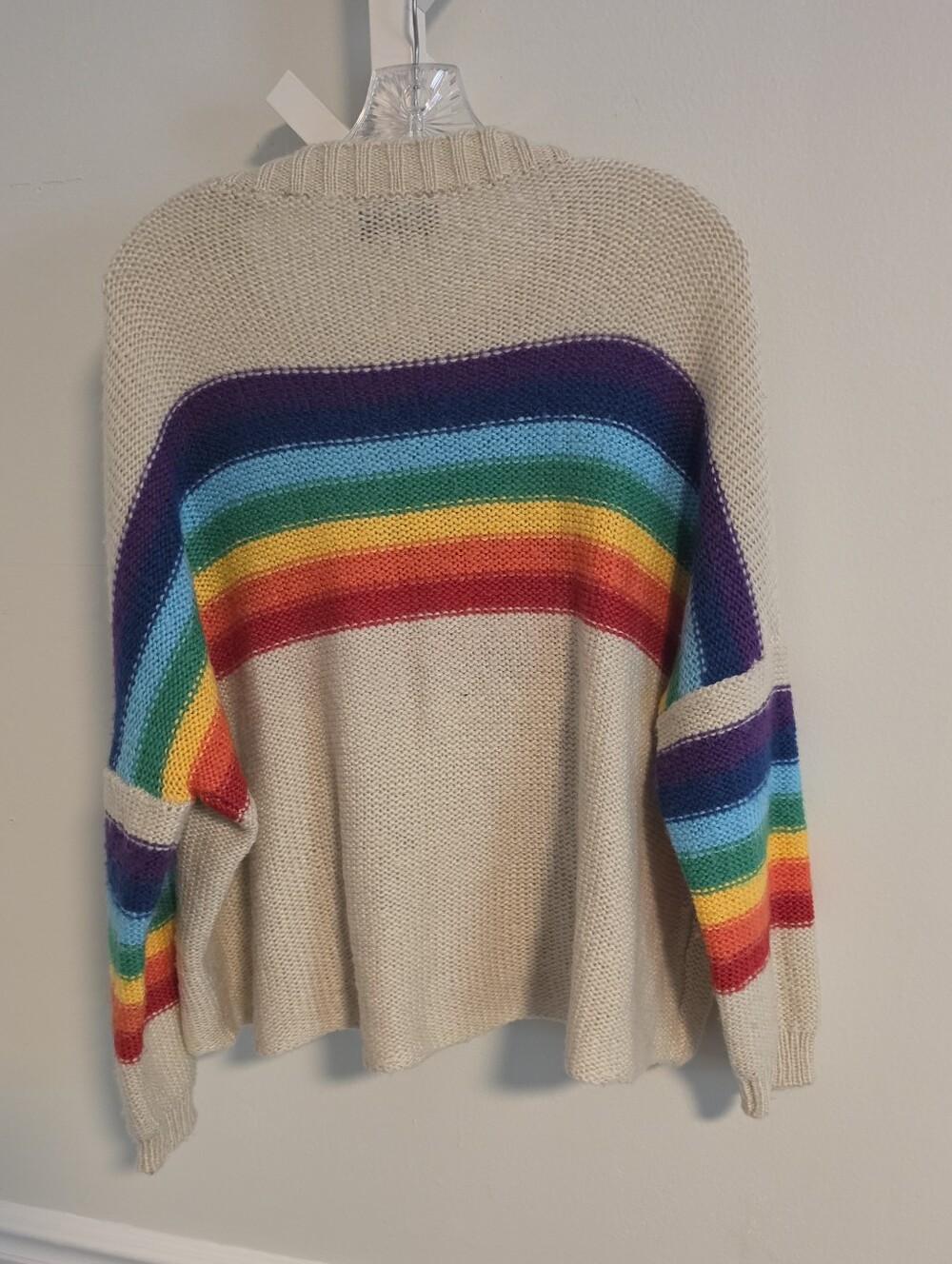 Wooden Ships Paola Buendia Rainbow Stripe Oversized Sweater Small Medium Pride - Picture 3 of 9